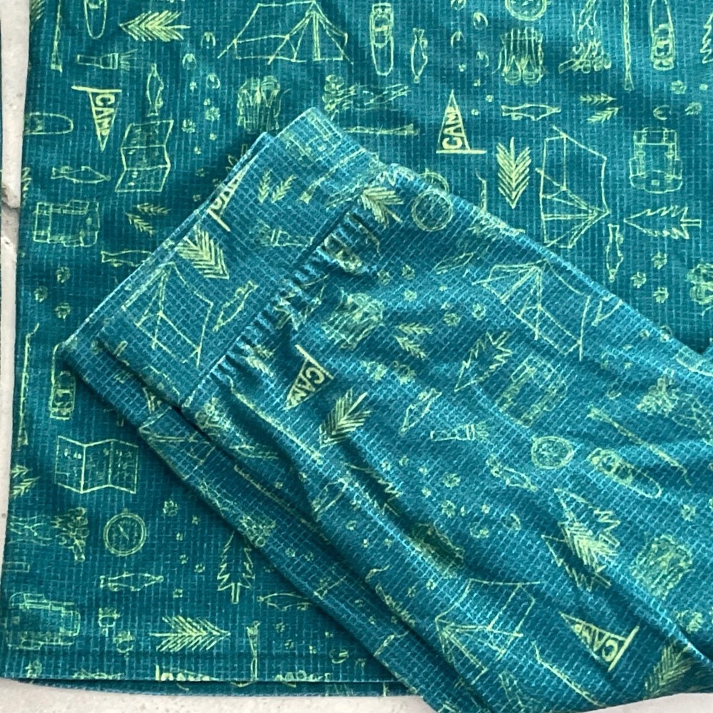 LL Bean Kids Long Base Layer Teal Green Size L 14-16 Polyester pajamas - Picture 4 of 8
